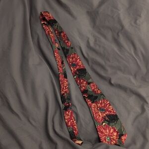 3 For 10 Dollars For All Ties. Floral Patterned Tie in Red and Green